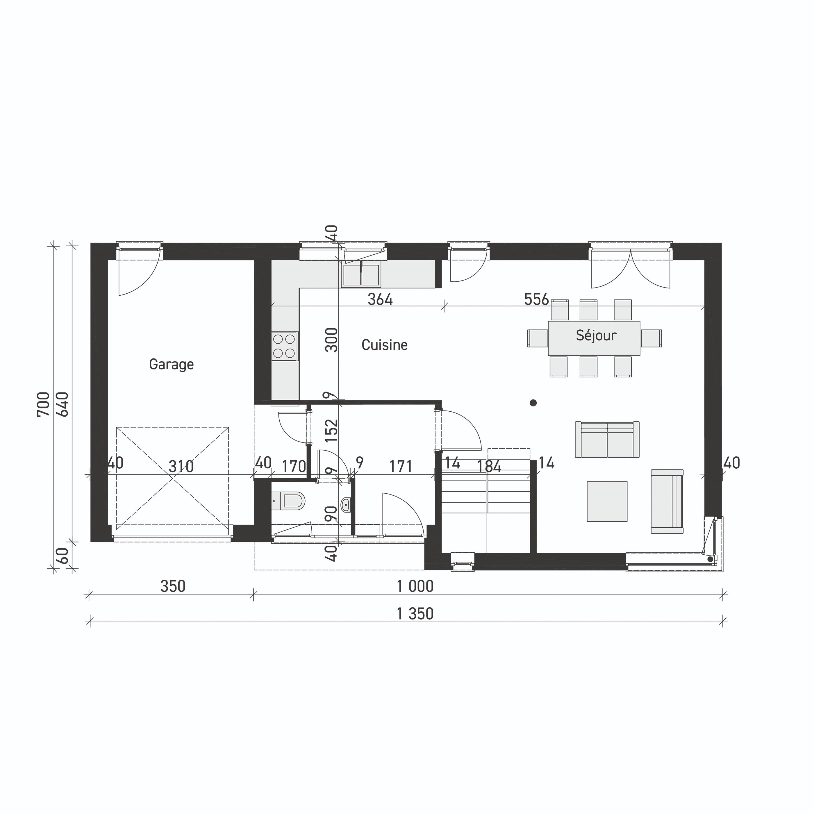 Plan de rez-de-chaussée B